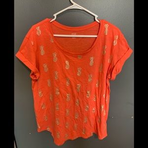 Ana orange pineapple gold foil tshirt XL